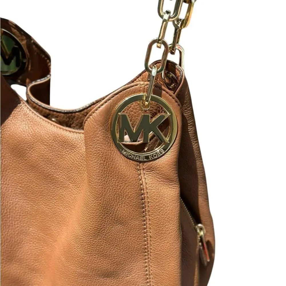Michael Kors Large Fulton Brown Leather Shoulder Bag